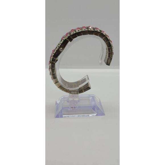 Women's Swanie watch. Pink and silver jeweled bangle style band - Picture 3 of 8